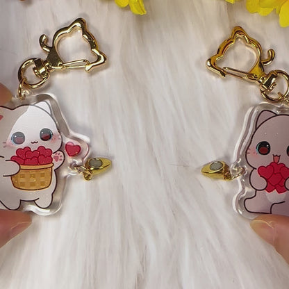 Kitties sending and receiving love (Couple keychain)